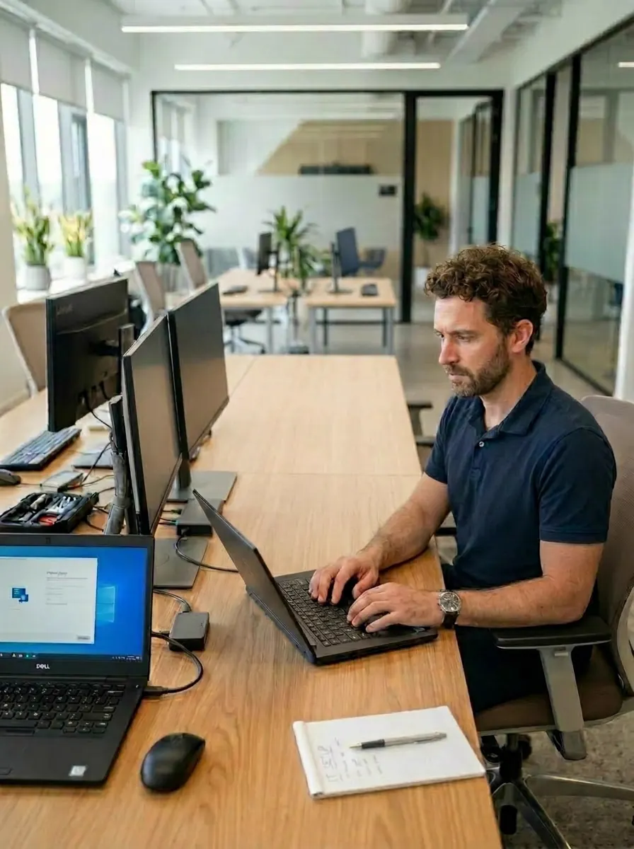 End user receiving edge device support at modern enterprise workstation